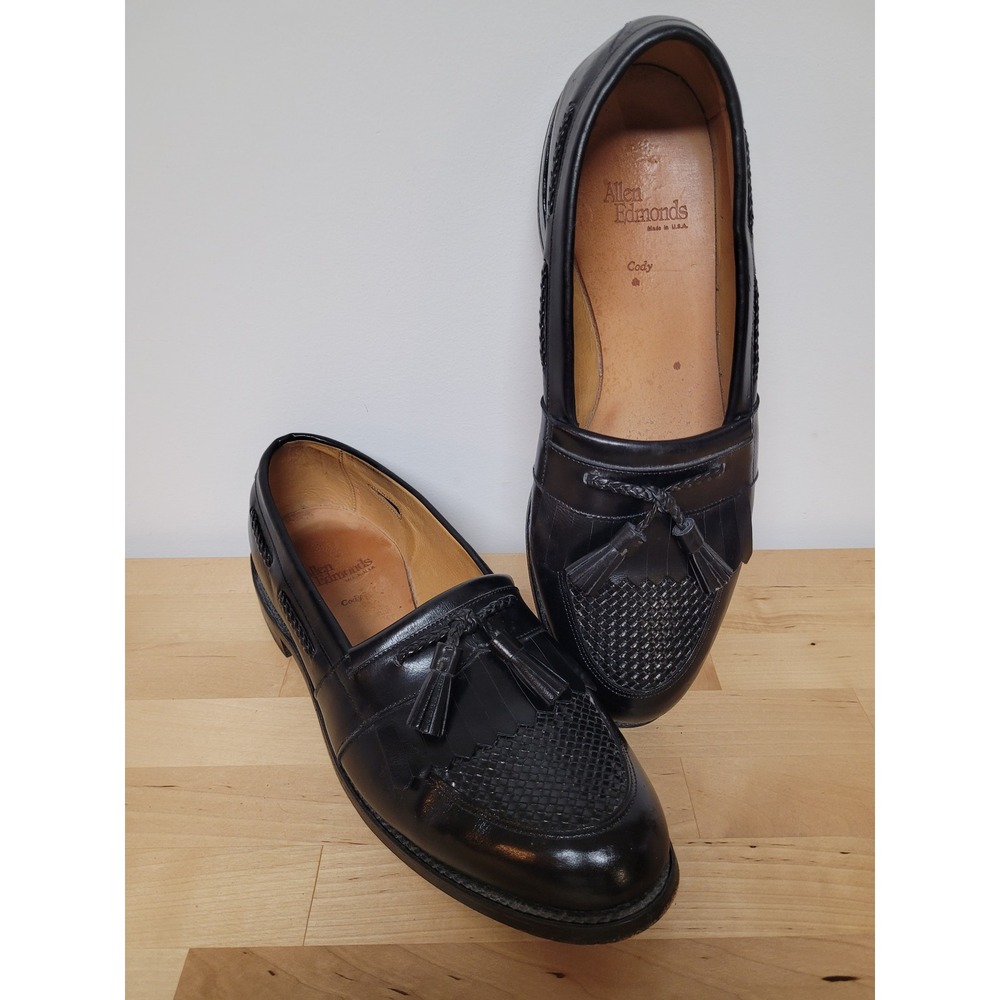 Allen Edmonds Cody Tassel Loafers Mens 11.5 D Black Woven Kiltie Leather 1809
